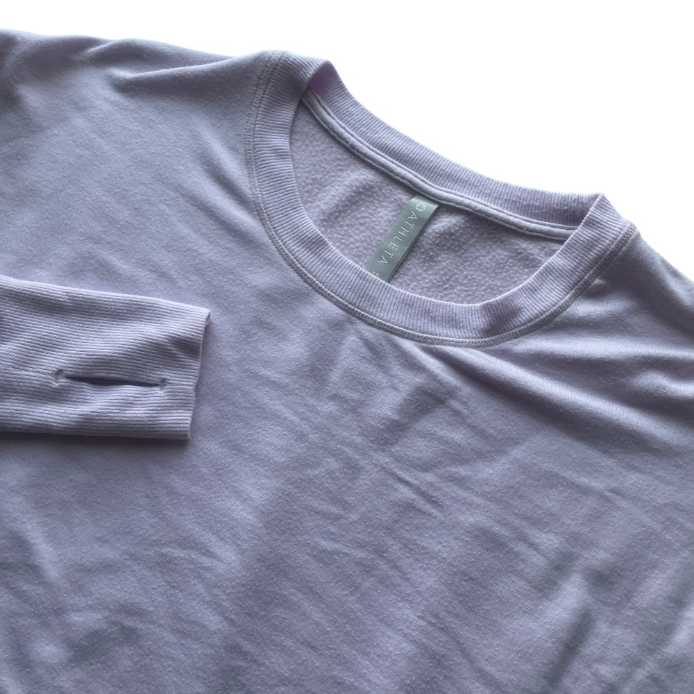 Athleta XS Light Lilac Sweatshirt‎ Thumb Holes Long Sleeve SOFT